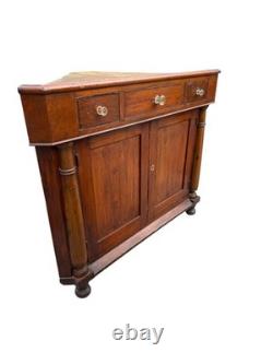 Antique corner cupboard farm house county sheraton 12 light 3 drawer Softwood