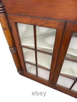 Antique corner cupboard farm house county sheraton 12 light 3 drawer Softwood