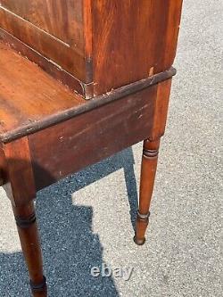 Antique country mahogany drop front desk 2 pc country project 1840s barn find