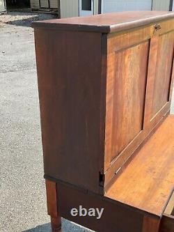 Antique country mahogany drop front desk 2 pc country project 1840s barn find