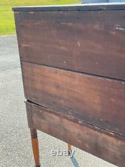 Antique country mahogany drop front desk 2 pc country project 1840s barn find