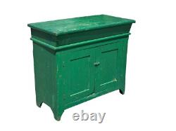Antique dry sink old green paint PA folk art 1800s primitive softwood cabinet