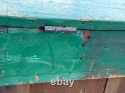 Antique dry sink old green paint PA folk art 1800s primitive softwood cabinet