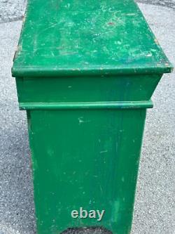 Antique dry sink old green paint PA folk art 1800s primitive softwood cabinet