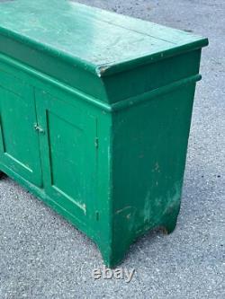 Antique dry sink old green paint PA folk art 1800s primitive softwood cabinet