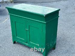 Antique dry sink old green paint PA folk art 1800s primitive softwood cabinet