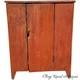 Antique Farmhouse Milk Jelly Cupboard Cabinet Red Wash Blue Paint Primitive