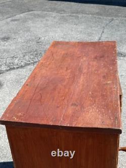 Antique farmhouse milk jelly cupboard cabinet red wash blue paint primitive