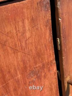 Antique farmhouse milk jelly cupboard cabinet red wash blue paint primitive