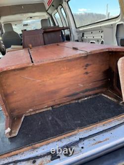 Antique farmhouse milk jelly cupboard cabinet red wash blue paint primitive