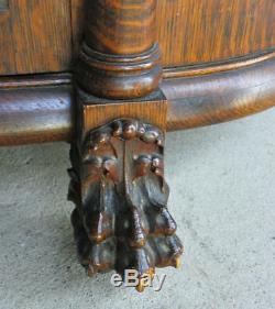 Antique fine carved Oak Curved China Curio Cabinet
