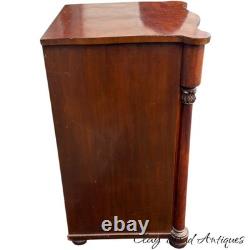 Antique flame mahogany empire liquor cabinet side table night stand serpentine