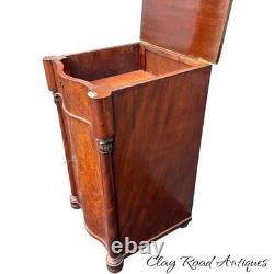 Antique flame mahogany empire liquor cabinet side table night stand serpentine