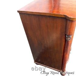 Antique flame mahogany empire liquor cabinet side table night stand serpentine
