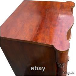 Antique flame mahogany empire liquor cabinet side table night stand serpentine