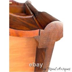Antique flame mahogany empire liquor cabinet side table night stand serpentine
