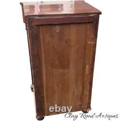 Antique flame mahogany empire liquor cabinet side table night stand serpentine