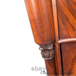 Antique flame mahogany empire liquor cabinet side table night stand serpentine