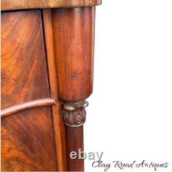 Antique flame mahogany empire liquor cabinet side table night stand serpentine