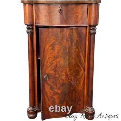 Antique flame mahogany empire liquor cabinet side table night stand serpentine