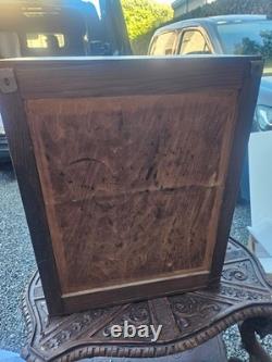 Antique flemish wood wall apothecary cabinet heraldic lion decor