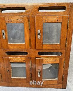 Antique french block of 6 mailboxes early 1900's wood oak