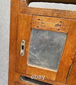 Antique french block of 6 mailboxes early 1900's wood oak