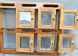 Antique french block of 6 mailboxes early 1900's wood oak