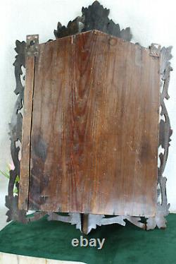 Antique german black forest wood carved apothecary wall cabinet rare 1900s