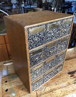 Antique globe wernicke 12 Drawer Quartersawn Oak File Cabinet, Apothecary