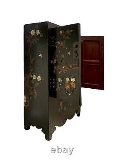 Antique lacquered Box Cabinet Chinoiserie Oriental Collectibles Decor