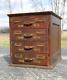 Antique Library Card Catalog 4 Drawer Oak Cabinet Wood File Box Brass Pulls