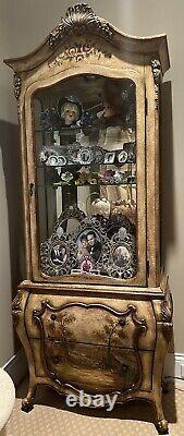 Antique lighted French Vitrine Curio Cabinet with2 drawers&3 shelves hand painted