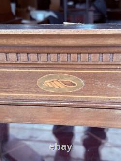 Antique mahogany hanging corner cupboard cabinet inlaid Georgian 1800s