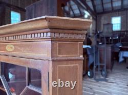 Antique mahogany hanging corner cupboard cabinet inlaid Georgian 1800s