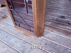 Antique mahogany hanging corner cupboard cabinet inlaid Georgian 1800s