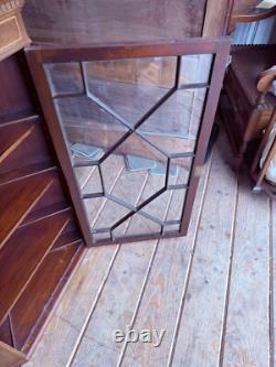 Antique mahogany hanging corner cupboard cabinet inlaid Georgian 1800s