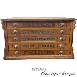 Antique merricks victorian walnut spool cabinet five drawer country store