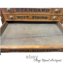 Antique merricks victorian walnut spool cabinet five drawer country store