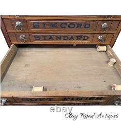 Antique merricks victorian walnut spool cabinet five drawer country store