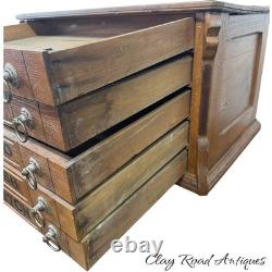 Antique merricks victorian walnut spool cabinet five drawer country store