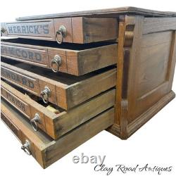 Antique merricks victorian walnut spool cabinet five drawer country store