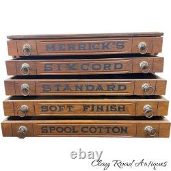 Antique merricks victorian walnut spool cabinet five drawer country store