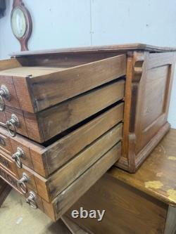 Antique merricks victorian walnut spool cabinet five drawer country store