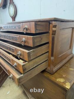 Antique merricks victorian walnut spool cabinet five drawer country store