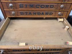 Antique merricks victorian walnut spool cabinet five drawer country store