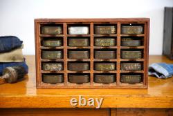 Antique nut bolt bin wood cabinet metal tray watchmaker typeset industrial VTG
