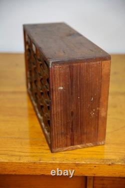 Antique nut bolt bin wood cabinet metal tray watchmaker typeset industrial VTG