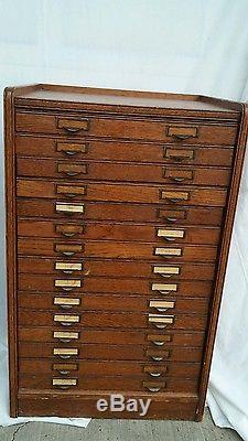 Antique oak architect artist map cabinet photograhy 15 drawer
