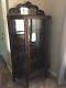 Antique Oak China Cabinet Bow Glass Sides
